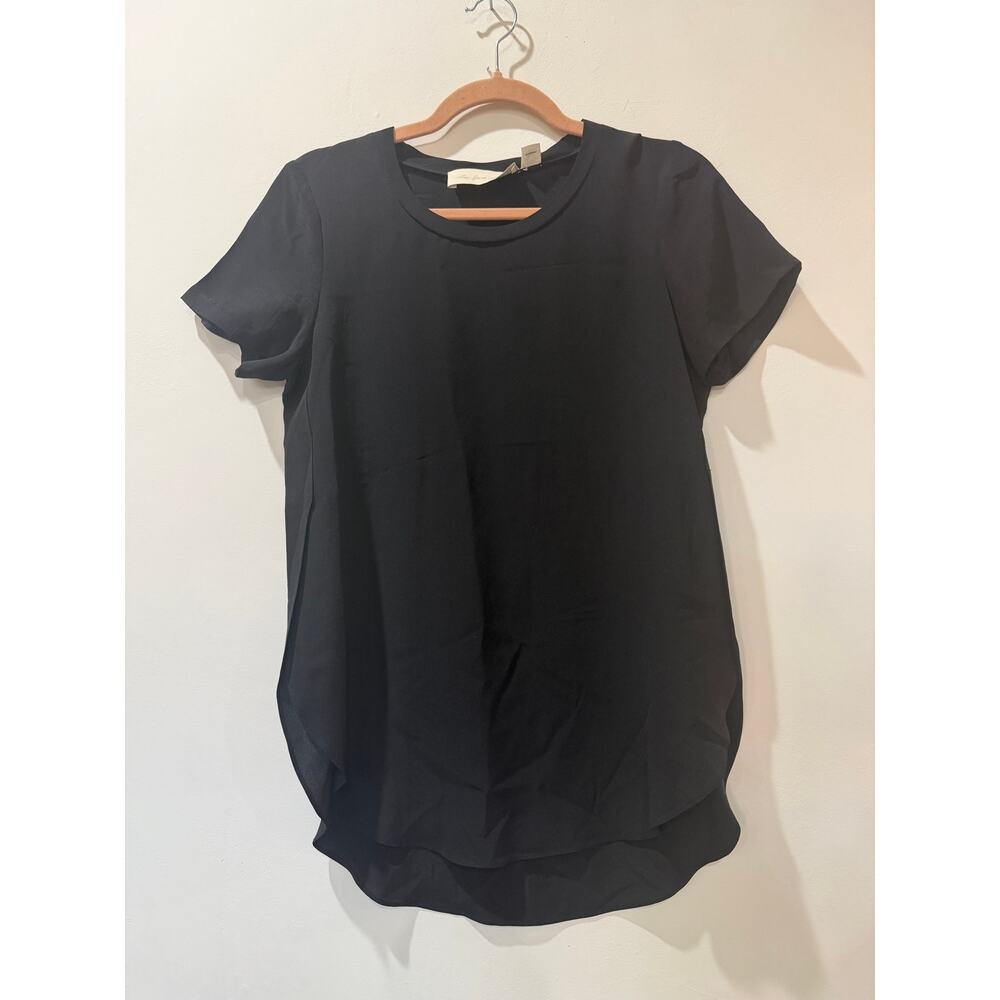 Ami Dans La Rue 100% silk black crewneck tee XS open side slits
